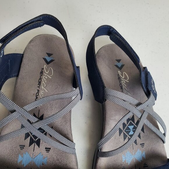 Skechers Women's Reggae Slim Takes Two Sandals Gray Blue Women's Size 8 - Picture 4 of 9